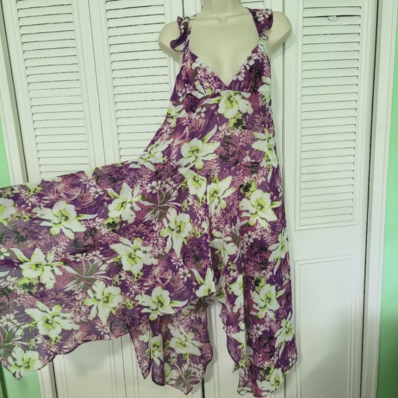 COPY - Victoria Secret Swim Floral Asymmetrical Coverup Dress flutter straps sz… - Picture 4 of 16